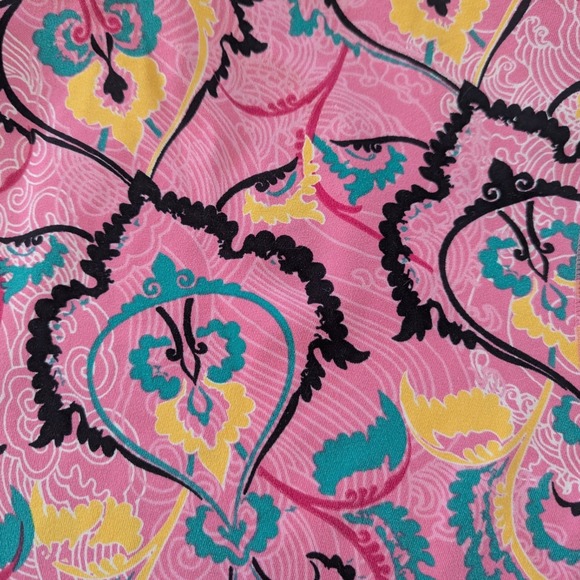 Soybu Tank Top Womens Medium Pink Paisley Damask Built-in Bra Strappy Back - Picture 6 of 8